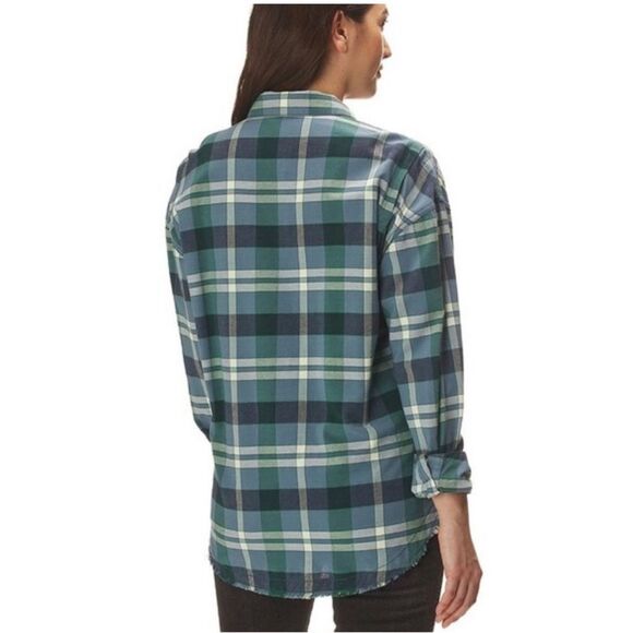 Free People Loveland Plaid Frayed Hem Button Down Shirt Small - Picture 2 of 5